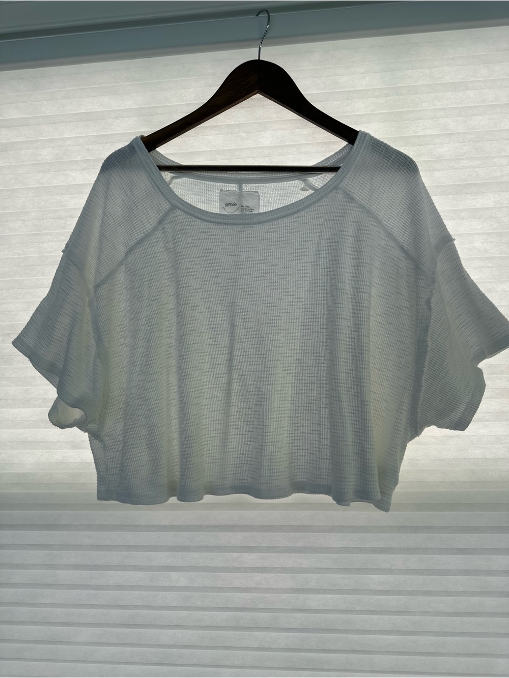 Aerie Cropped Waffle Knit T-Shirt XXL Boxy Relaxed 100% Cotton